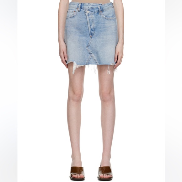AGOLDE Blue Criss Cross Denim Miniskirt 25